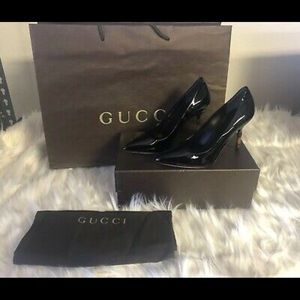 Authentic Gucci black Vernice Crystal heels Sz 36